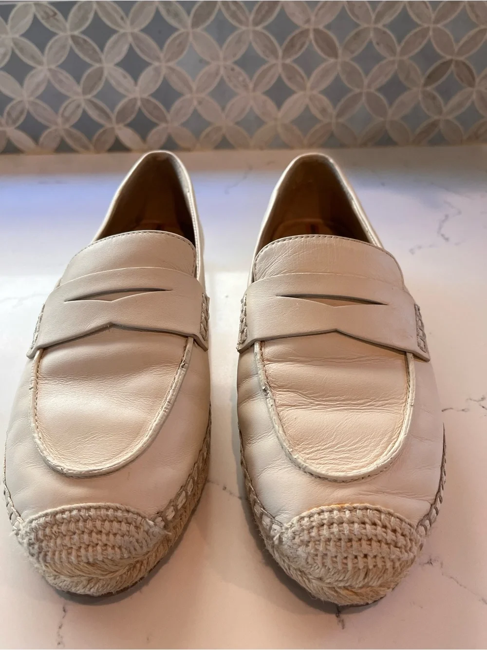 Sam Edelman Kai Cream Ivory Espadrille Penny Loafers Size 8